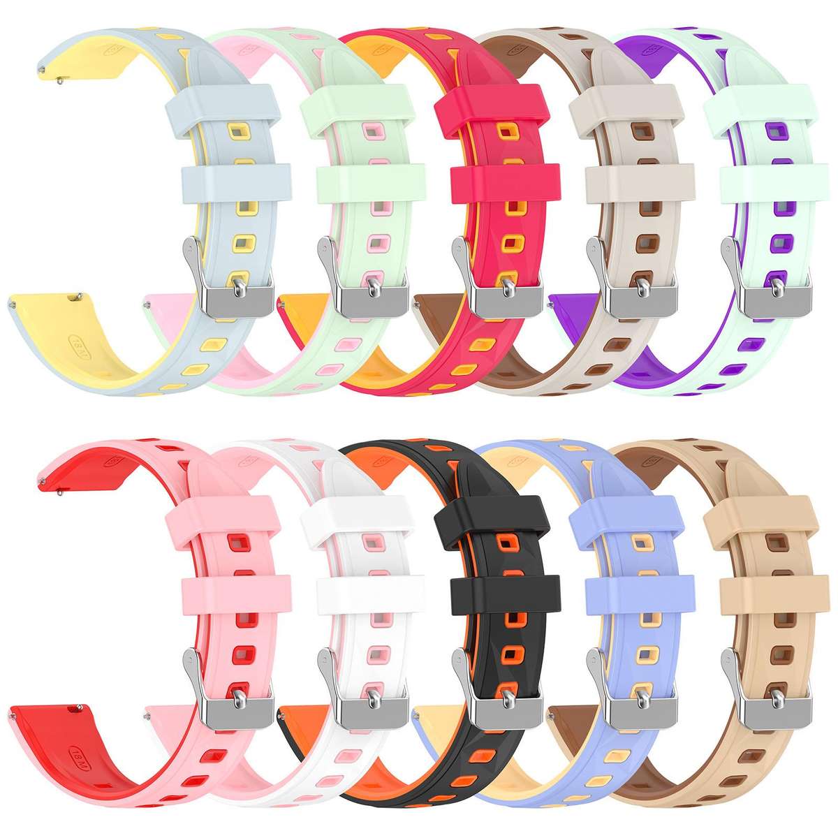 18mm Ice Crystal Texture Two Color Silicone Watch Band(Walnut Brown)