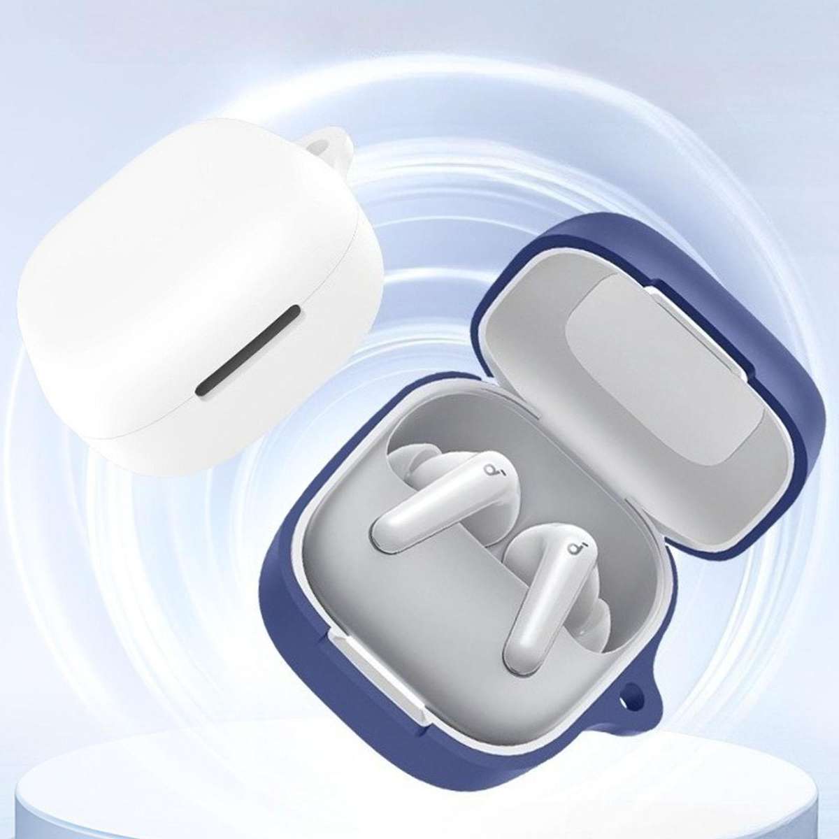 For Soundcore R60inc / P31i Solid Color Silicone Earphone Protective Cover(Navy Blue)