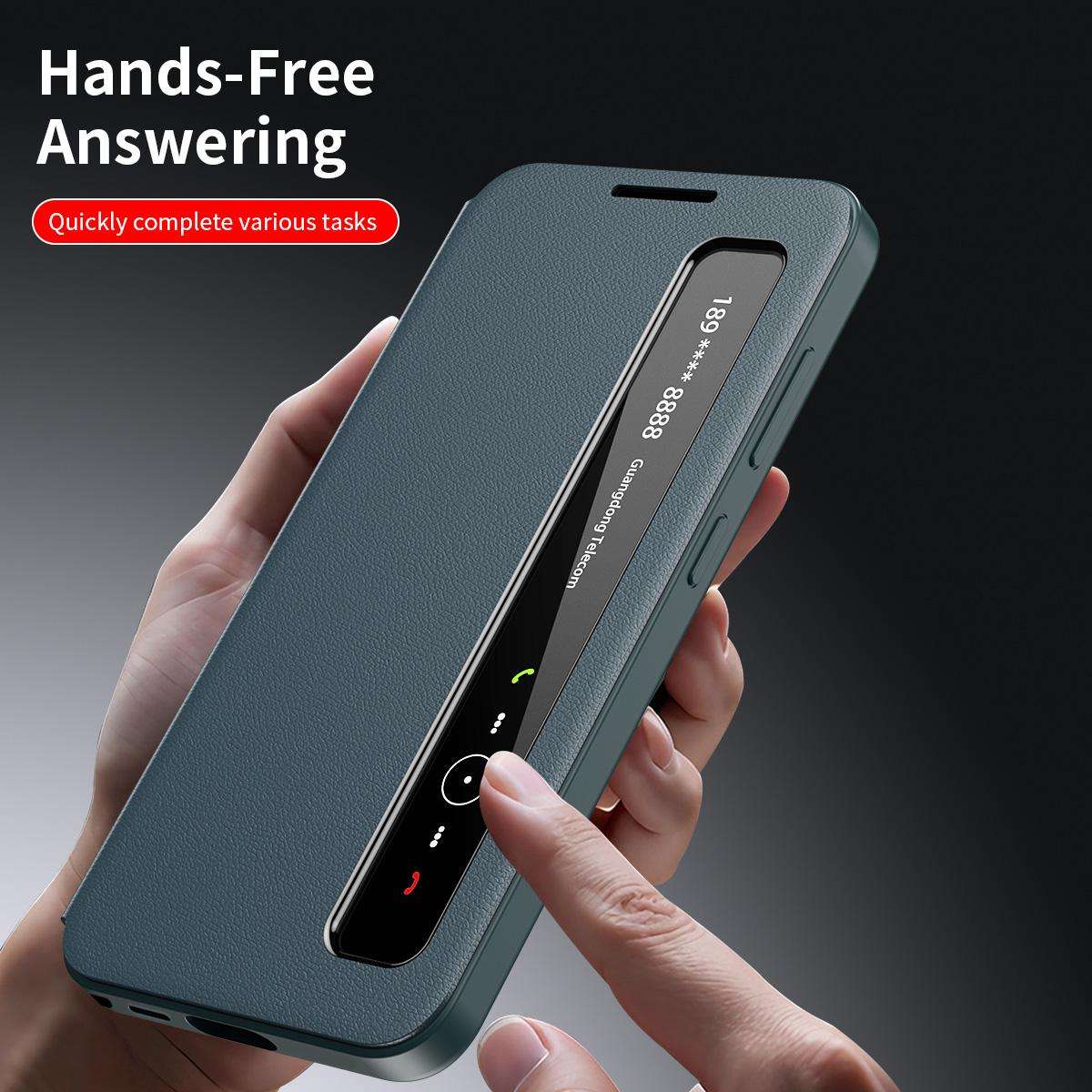 For Samsung Galaxy S26 Ultra 5G Smart View Window Leather Phone Case(Green)