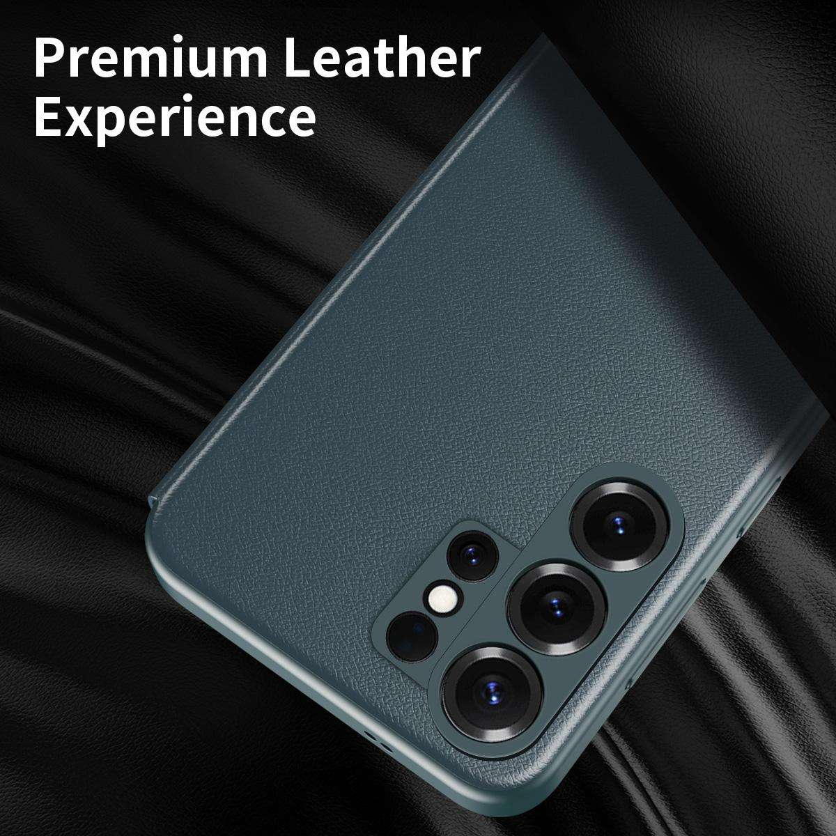 For Samsung Galaxy S26 Ultra 5G Smart View Window Leather Phone Case(Green)