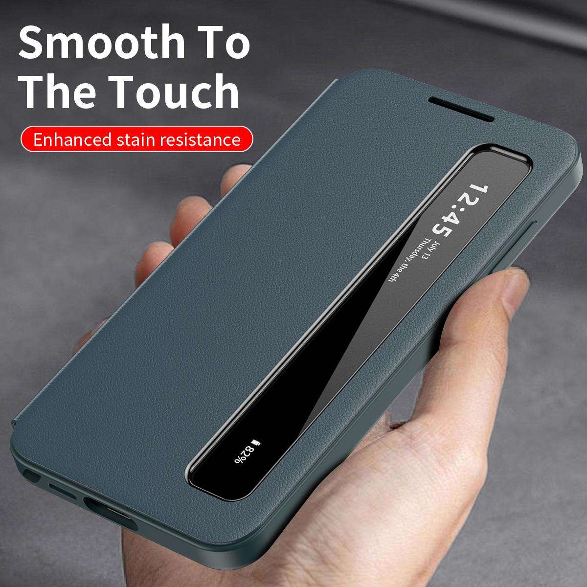 For Samsung Galaxy S26 Ultra 5G Smart View Window Leather Phone Case(Green)