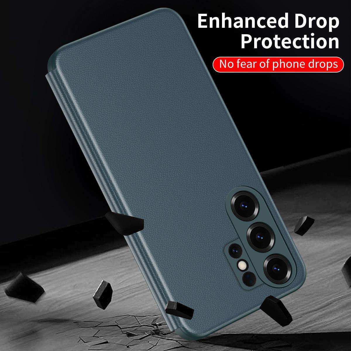 For Samsung Galaxy S26 Ultra 5G Smart View Window Leather Phone Case(Green)