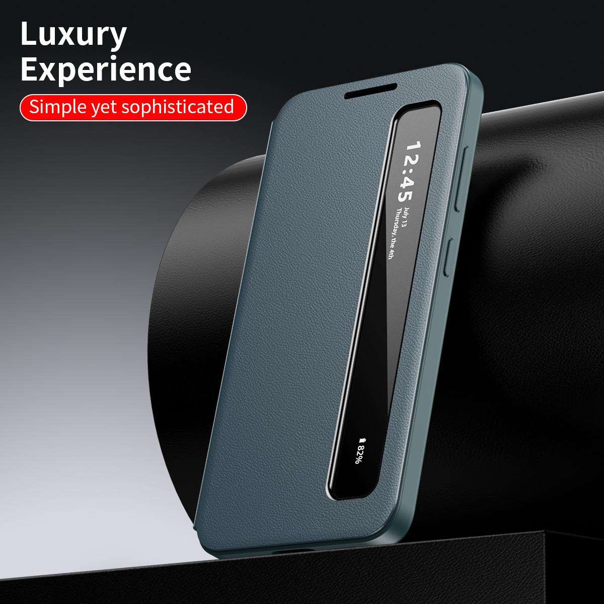 For Samsung Galaxy S26 Ultra 5G Smart View Window Leather Phone Case(Green)