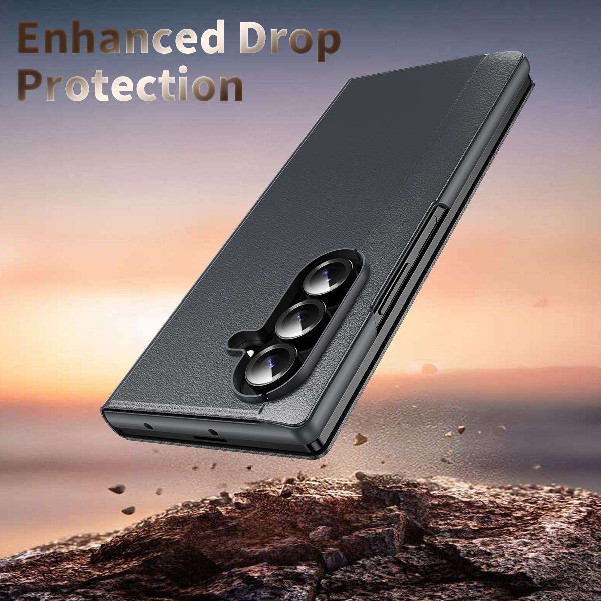 For Samsung Galaxy Z Fold7 5G Smart View Window Leather Phone Case(Grey)