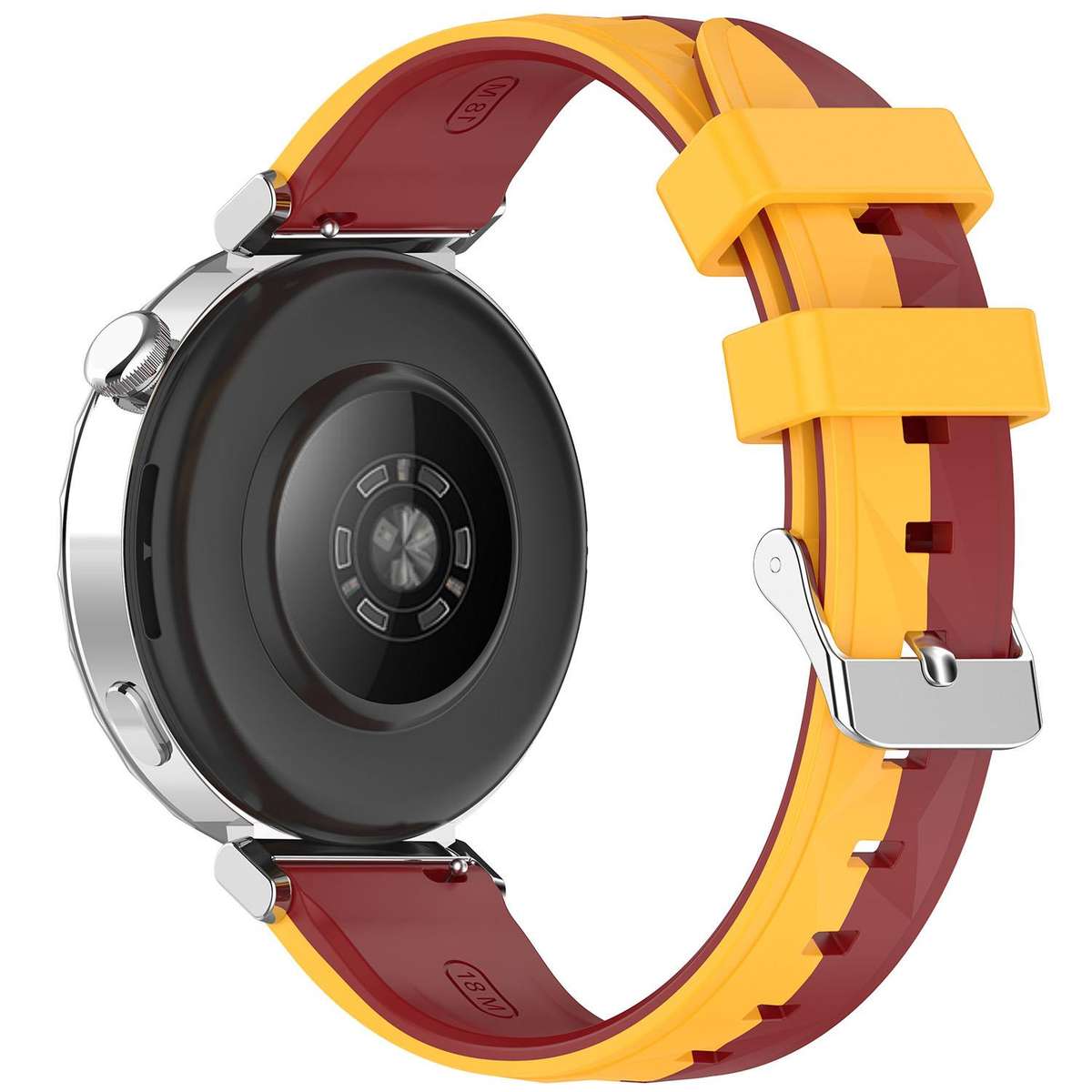 18mm Ice Crystal Texture Left and Right Spliced Two Color Silicone Watch Band(Orange Red)