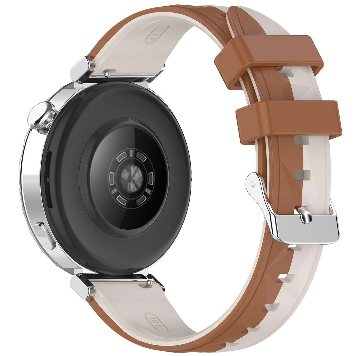 18mm Ice Crystal Texture Left and Right Spliced Two Color Silicone Watch Band(Starlight Brown)
