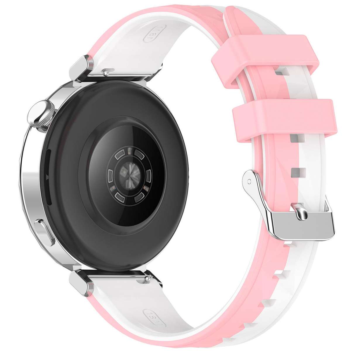 18mm Ice Crystal Texture Left and Right Spliced Two Color Silicone Watch Band(Pink White)