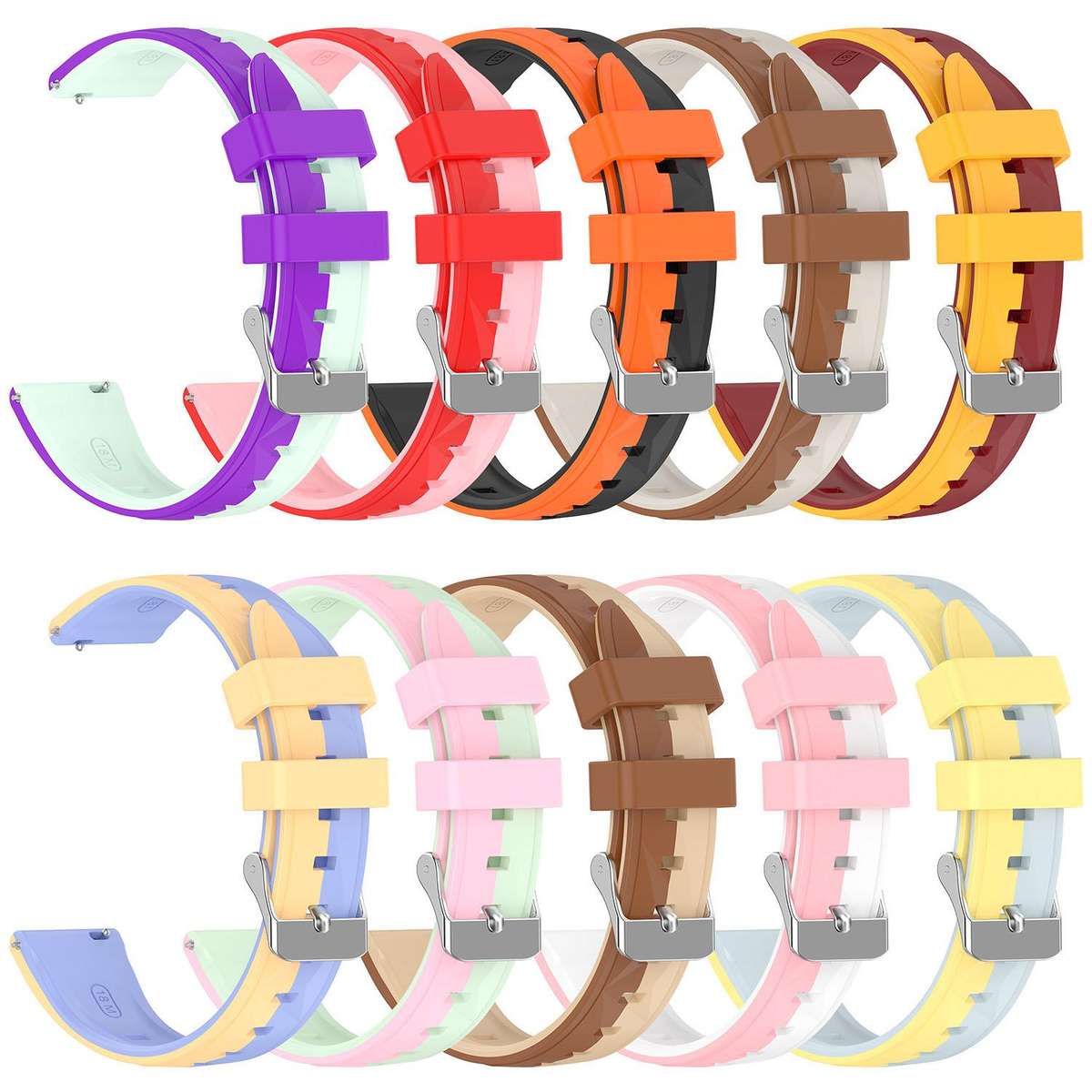 18mm Ice Crystal Texture Left and Right Spliced Two Color Silicone Watch Band(Orange Red)