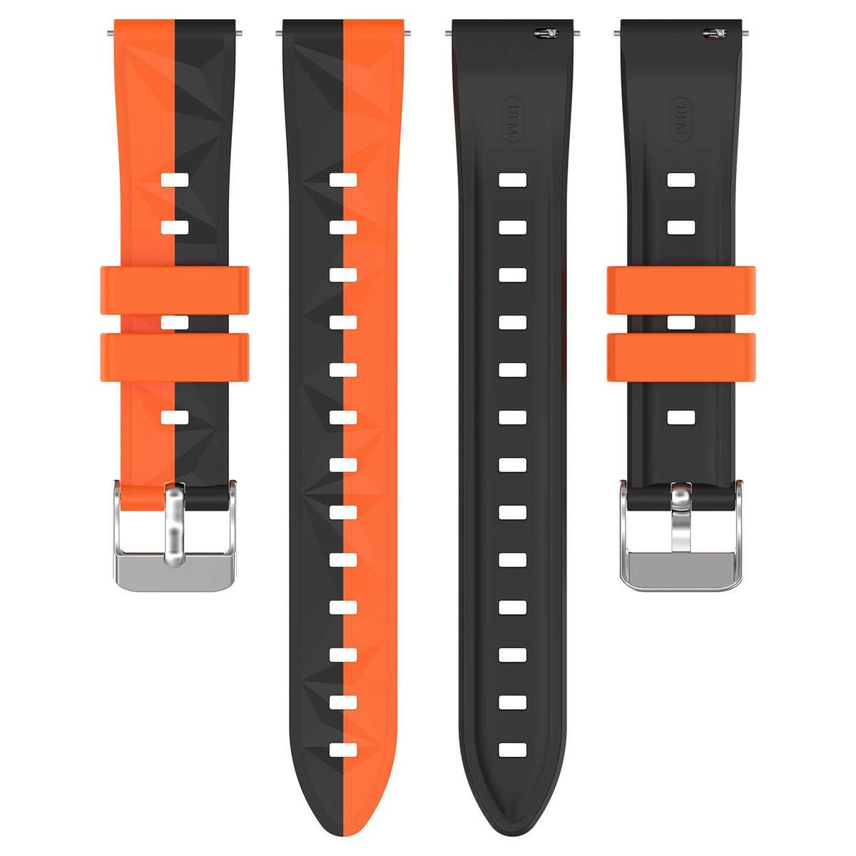 18mm Ice Crystal Texture Left and Right Spliced Two Color Silicone Watch Band(Orange Red)
