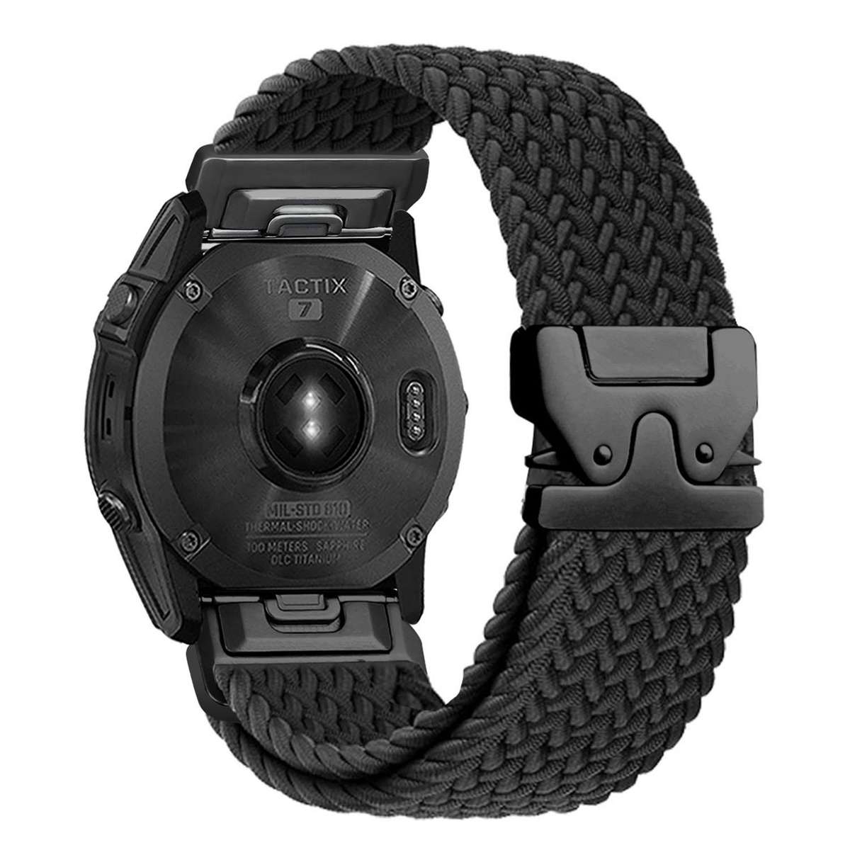 For Gamin 22mm Quick Release Parachute Buckle Woven Nylon Watch Band(Black)