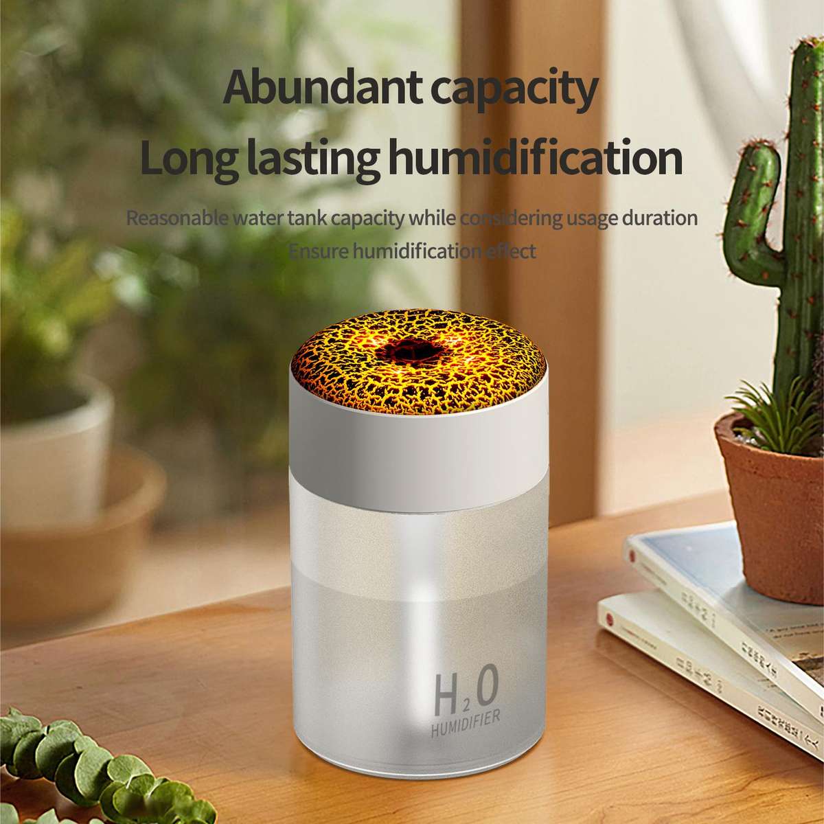 Simulated Lava Crack 7-Color Ambient Light Humidifier(White)