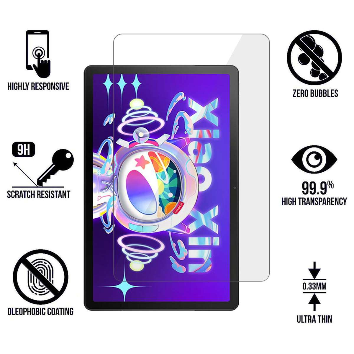 For Lenovo Xiaoxin Pad Pro 12.7 / Tab P12 Easy Install Box Dust-Free Curved Edge HD Tempered Glass