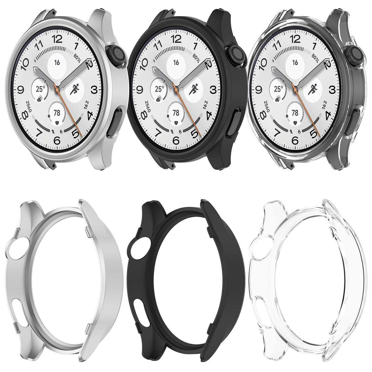 For Xiaomi Watch 5 Half Coverage Hollow PC Watch Protective Case(Brushed Silver)