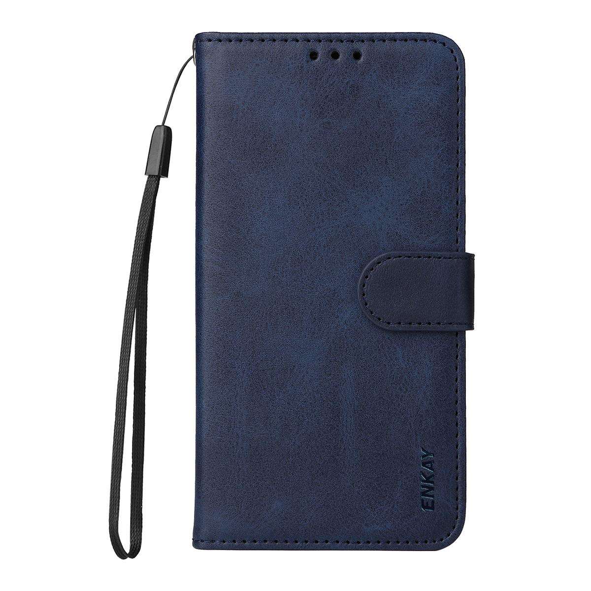 For Redmi Note 15 Pro+ 5G Global 163.3mm ENKAY Card Wallet Calf Texture Leather Phone C ... (Blue)