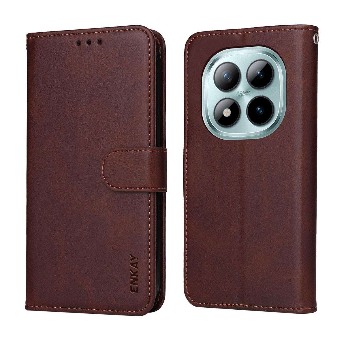 For Redmi Note 15 Pro+ 5G Global 163.3mm ENKAY Card Wallet Calf Texture Leather Phone C ... (Blue)