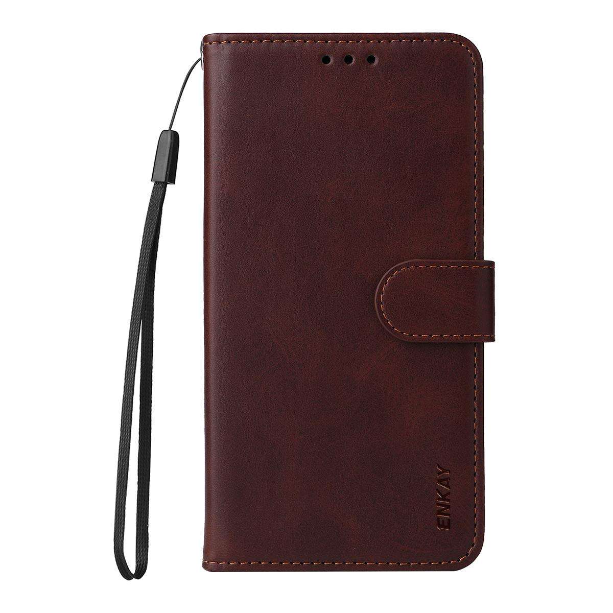 For Redmi Note 15 Pro+ 5G Global 163.3mm ENKAY Card Wallet Calf Texture Leather Phone ... (Brown)
