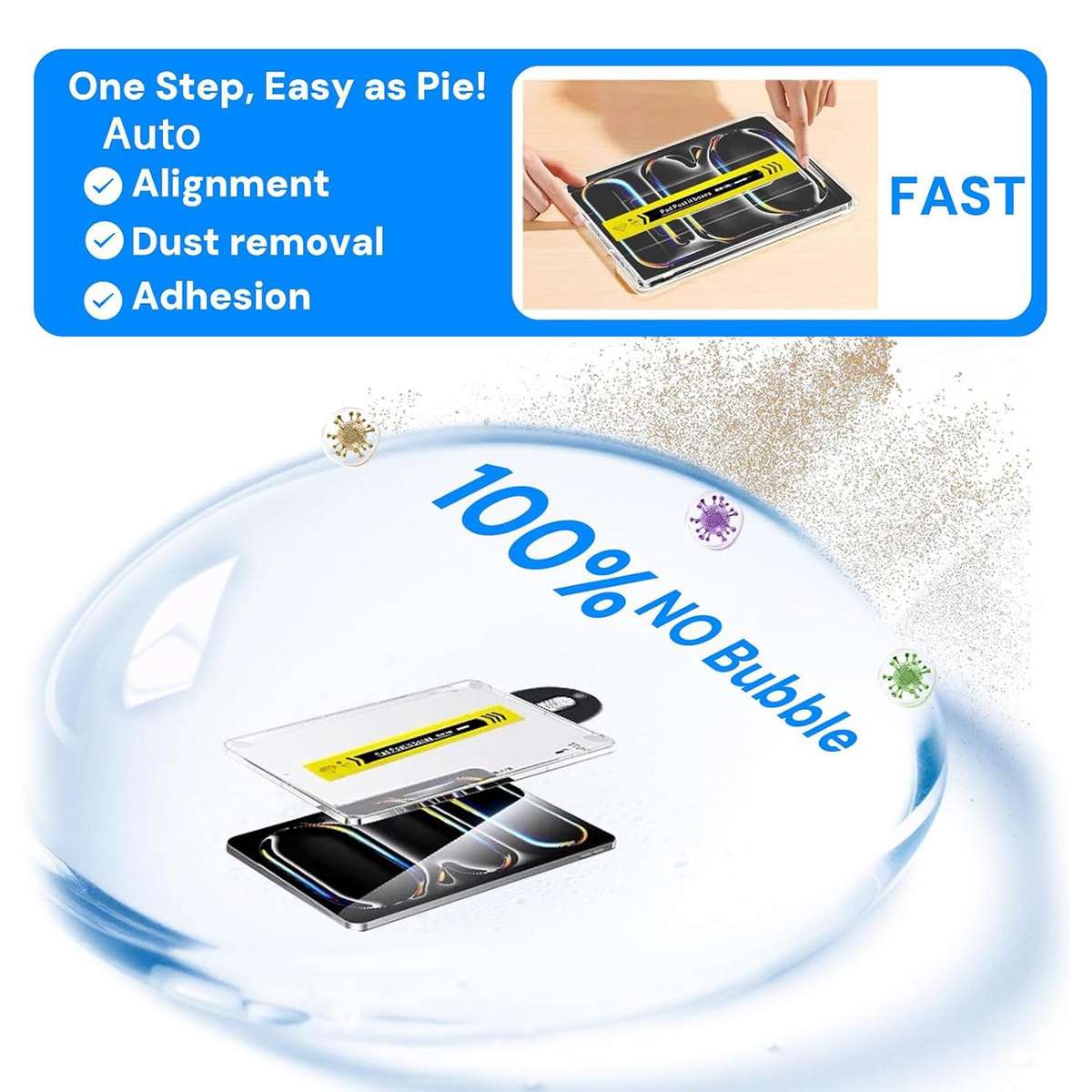For iPad mini 5 / mini 4 Easy Install Box Dust-Free HD Curved Edge Anti-Fingerprint Tempered Glass