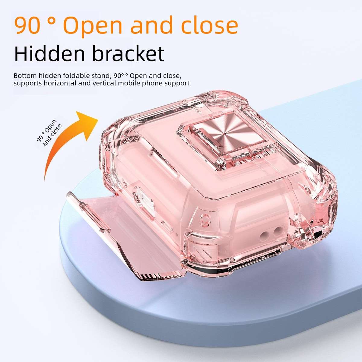 For AirPods Pro 3 Transparent Snap Lock Shockproof TPU Earphone Cover wit ... (Transparent Orange)