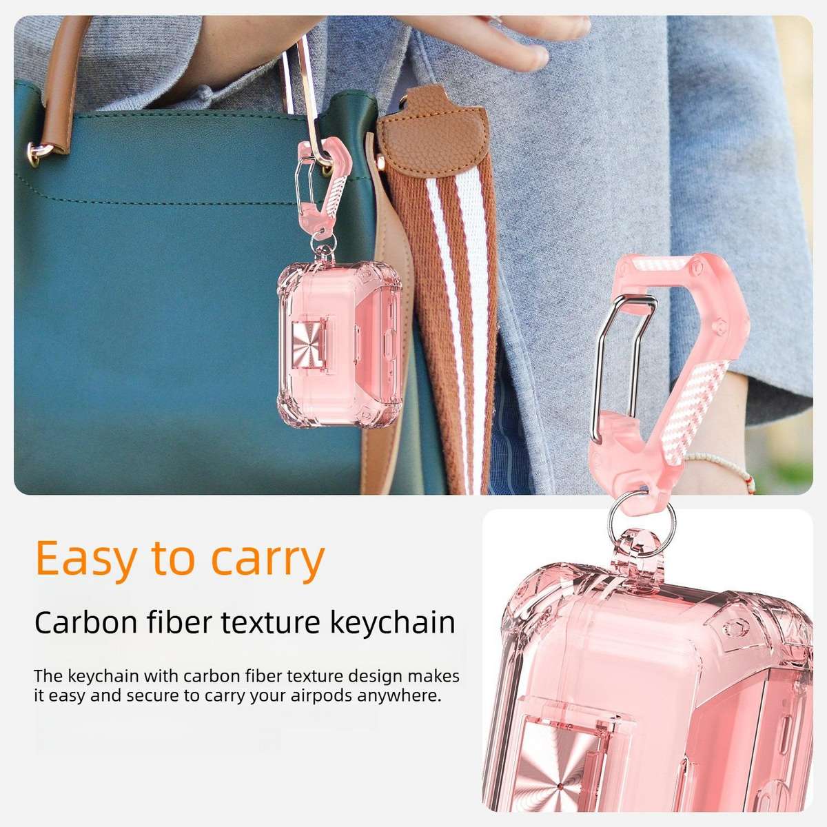 For AirPods Pro 3 Transparent Snap Lock Shockproof TPU Earphone Cover wit ... (Transparent Orange)