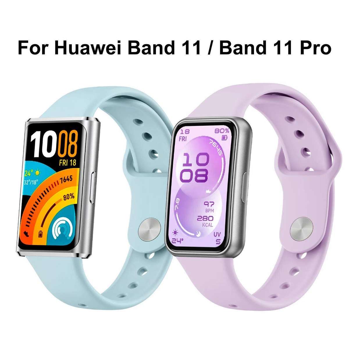 For Huawei Band 11 / Band 11 Pro Glossy Reverse Buckle Solid Color Silicone Wat ... (Light Purple)
