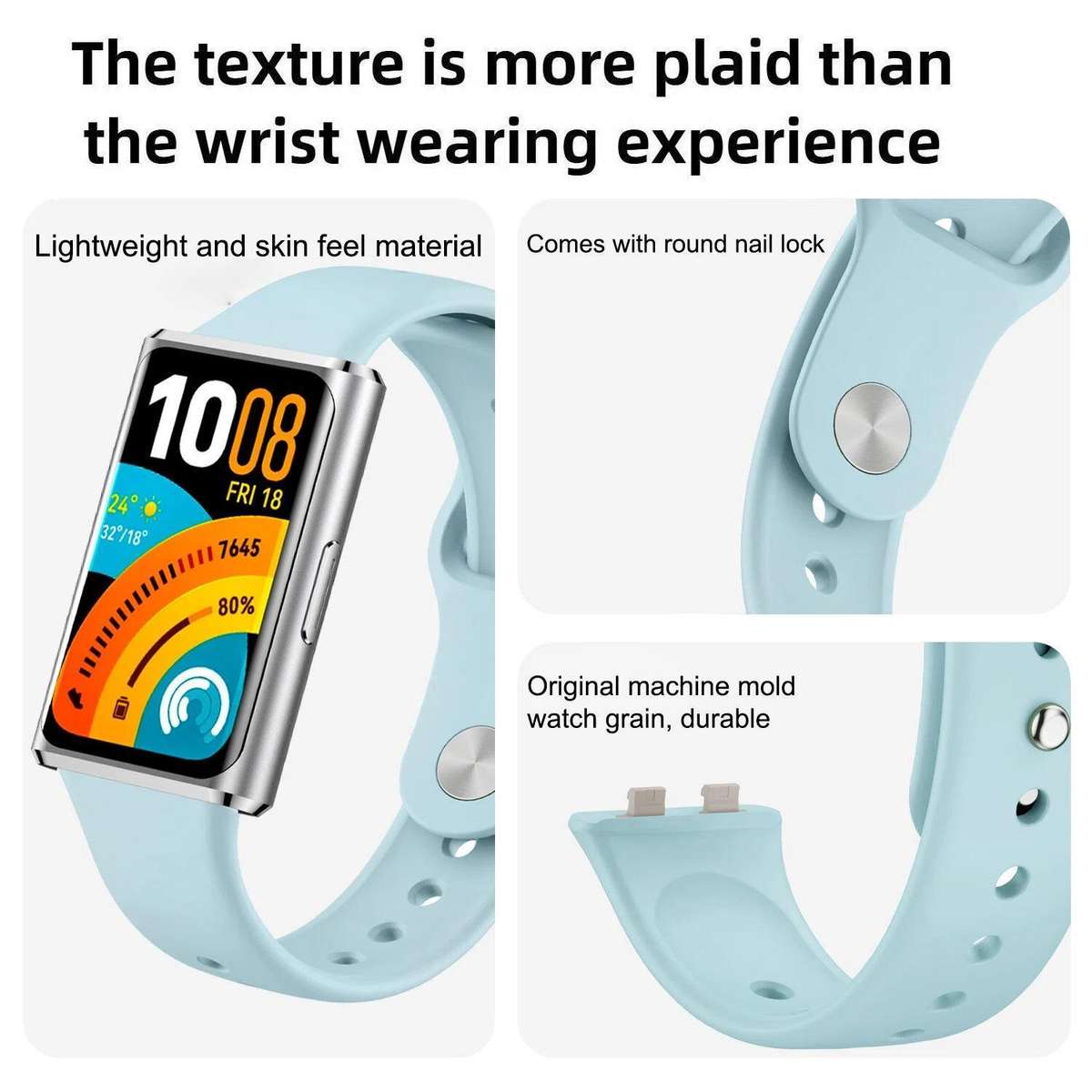 For Huawei Band 11 / Band 11 Pro Glossy Reverse Buckle Solid Color Silicone Wat ... (Light Purple)