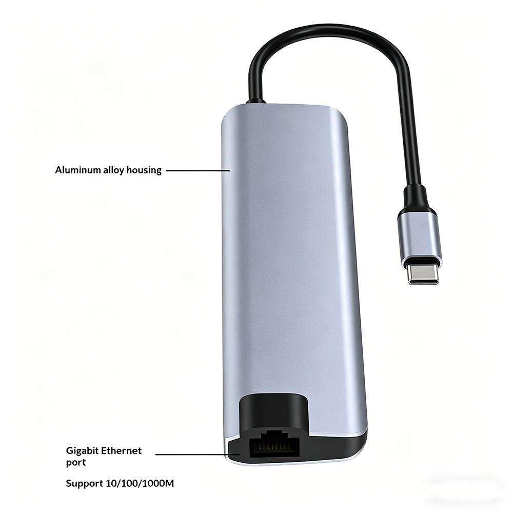 HC-75LC 4K HD PD100W Charging Gigabit Ethernet 7 in 1 USB-C Hub with USB 3.0 SD / TF Card Reader