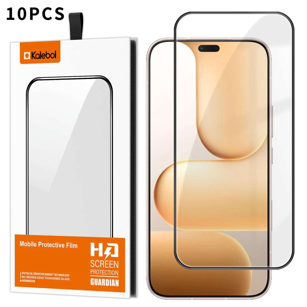 For Honor 600 Lite 10pcs Kalebol High-Aluminum Screen-Printed Full-Coverage Anti-Fingerprint Black