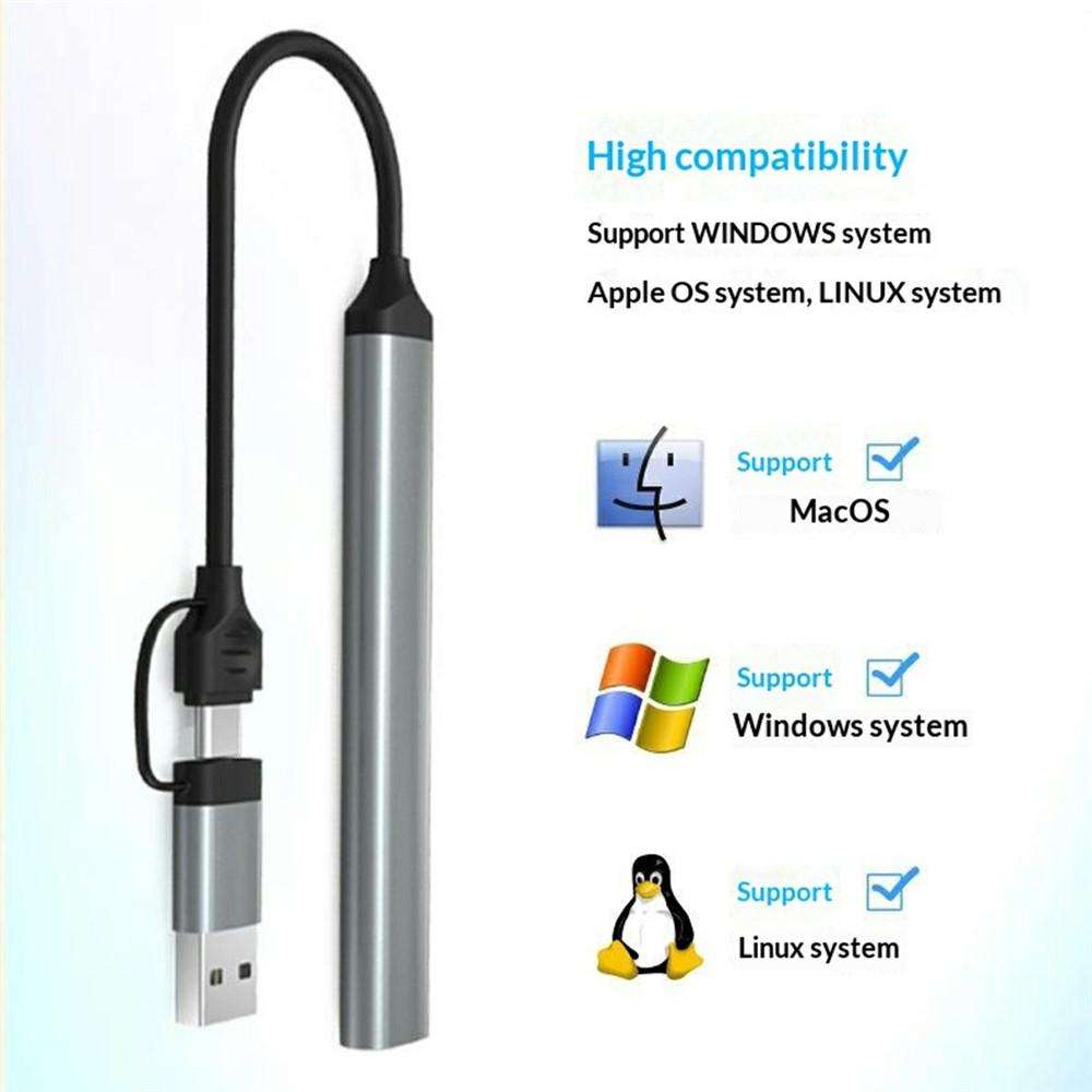 HC-77A USB-C / USB-A to USB 3.0 / 2.0 SD TF Card Reader 5 in 1 Aluminum Alloy Expansion Hub