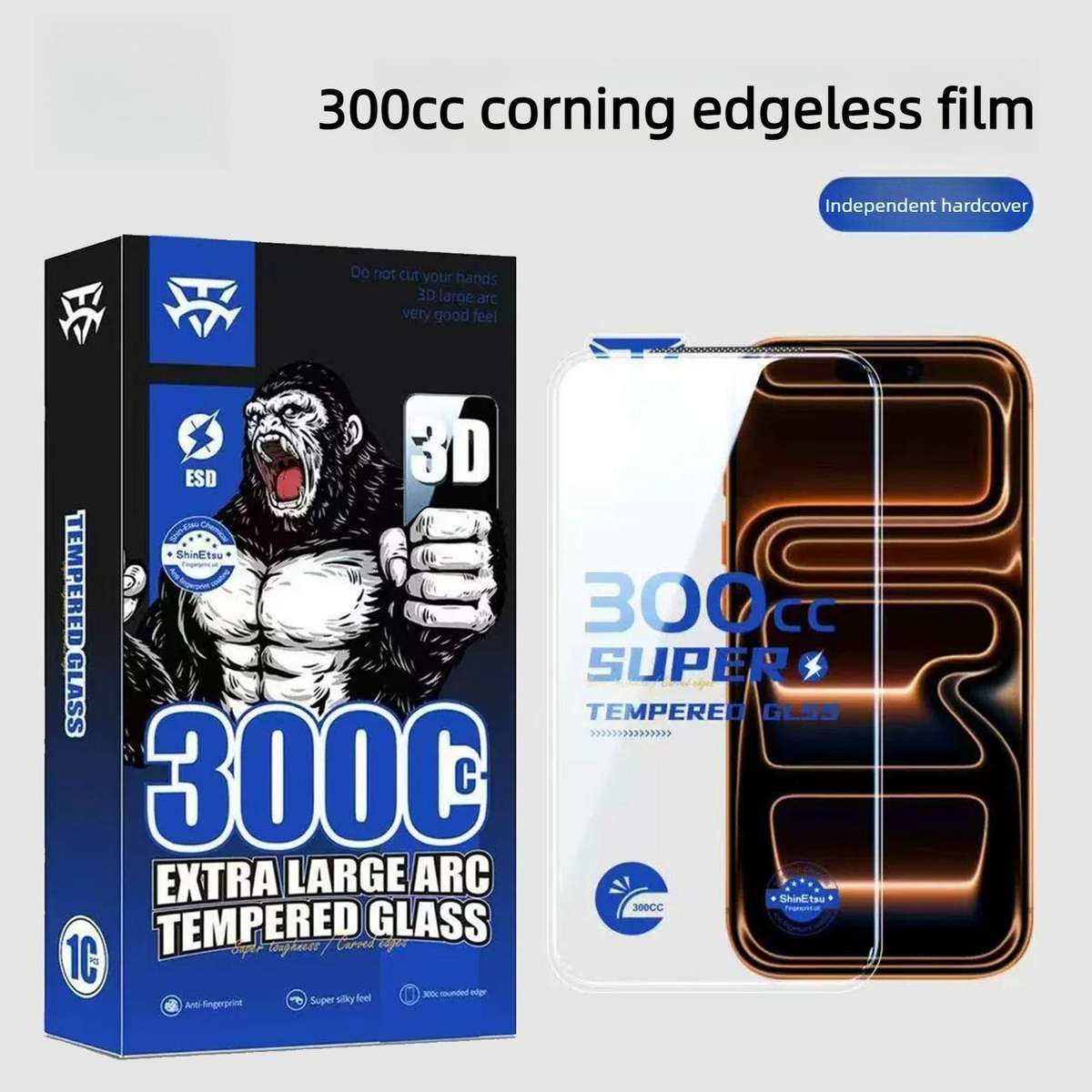For iPhone 16 Plus 10pcs 300CC Large Arc Antistatic Corning Gorilla HD Tempered Glass Film