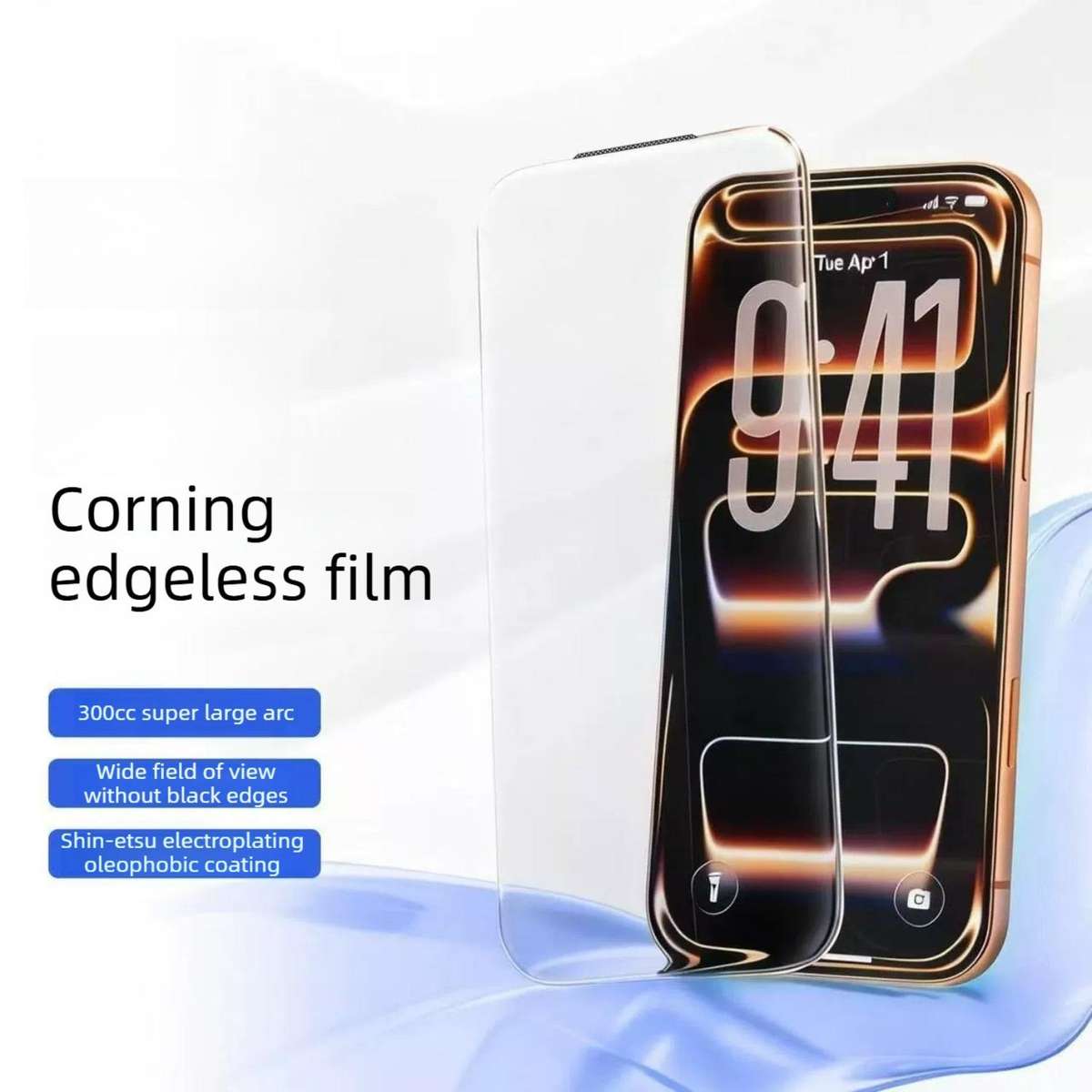 For iPhone 16 Plus 10pcs 300CC Large Arc Antistatic Corning Gorilla HD Tempered Glass Film