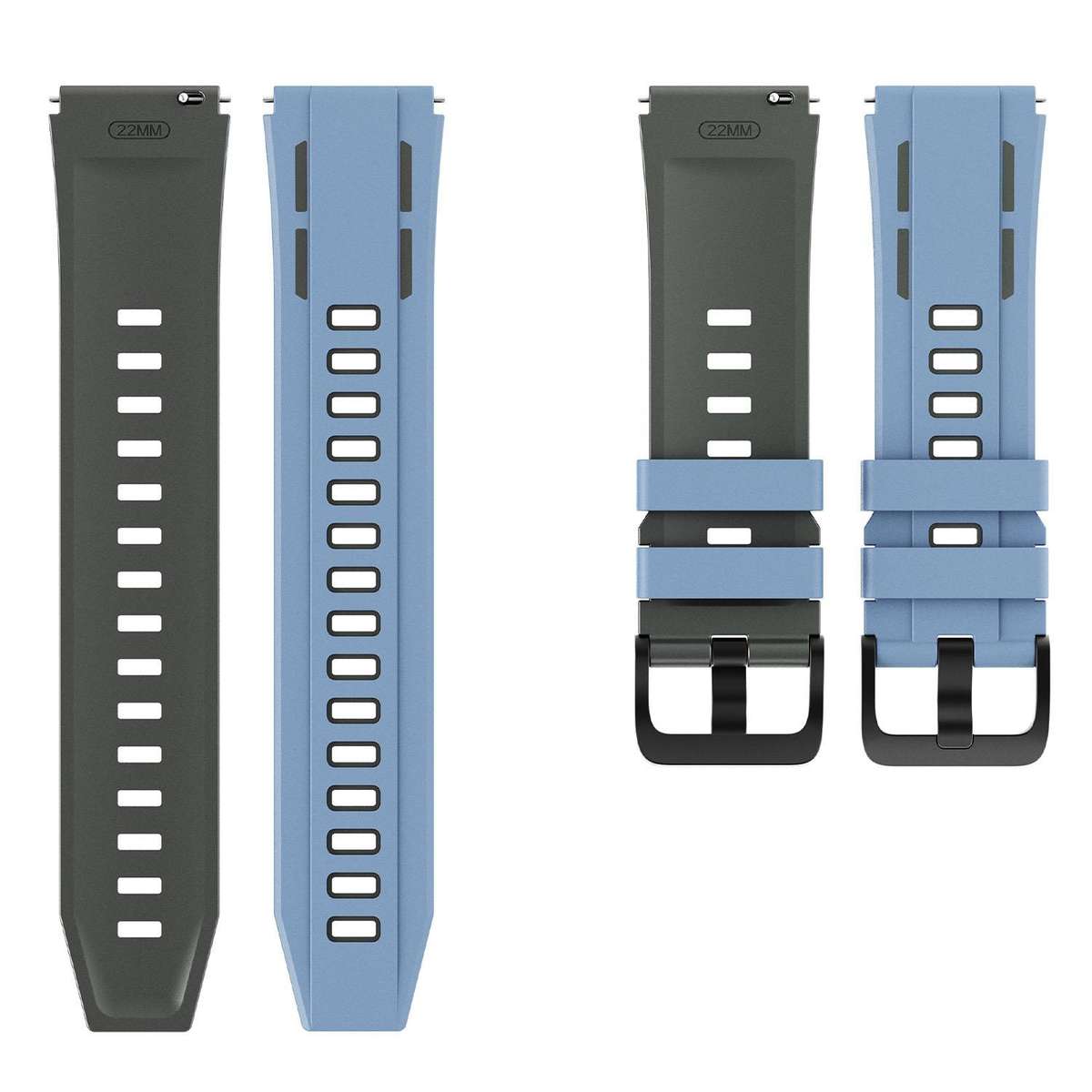 22mm Speed Shadow Sports Two Color Silicone Watch Band(Blue Grey)