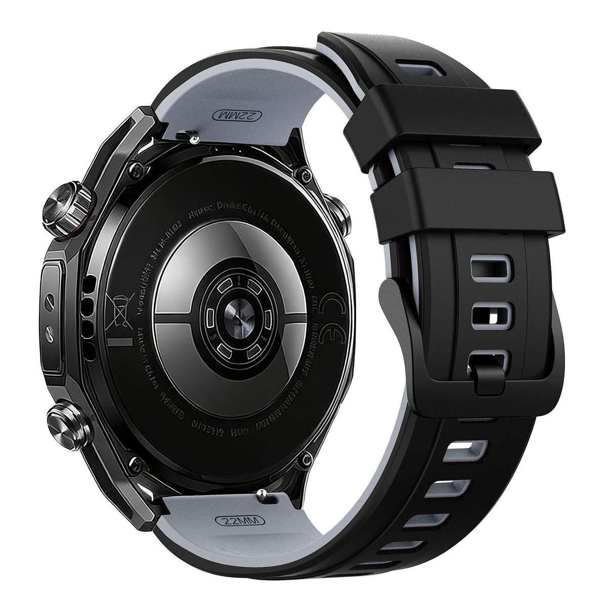 22mm Speed Shadow Sports Two Color Silicone Watch Band(Black Grey)