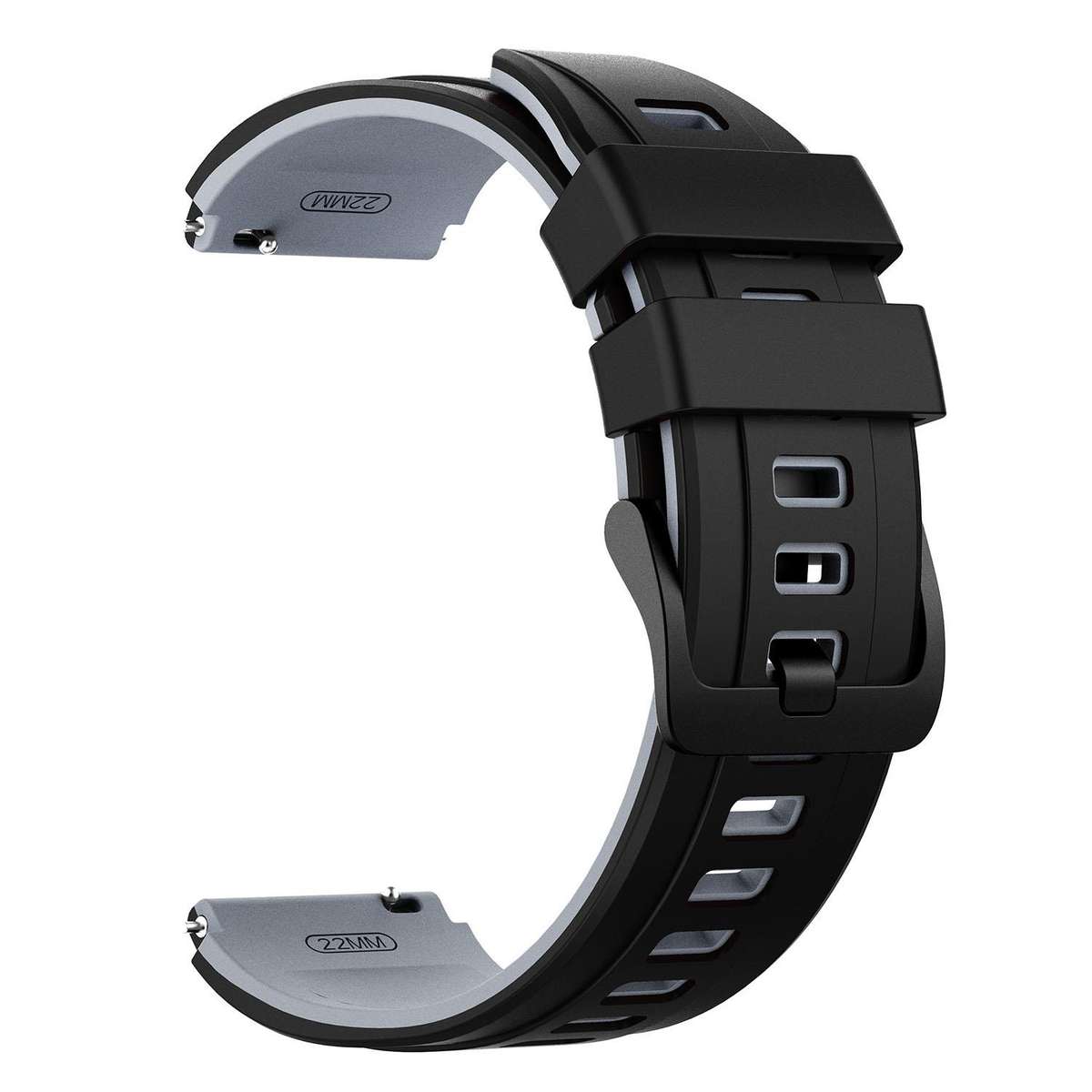 22mm Speed Shadow Sports Two Color Silicone Watch Band(Black Grey)