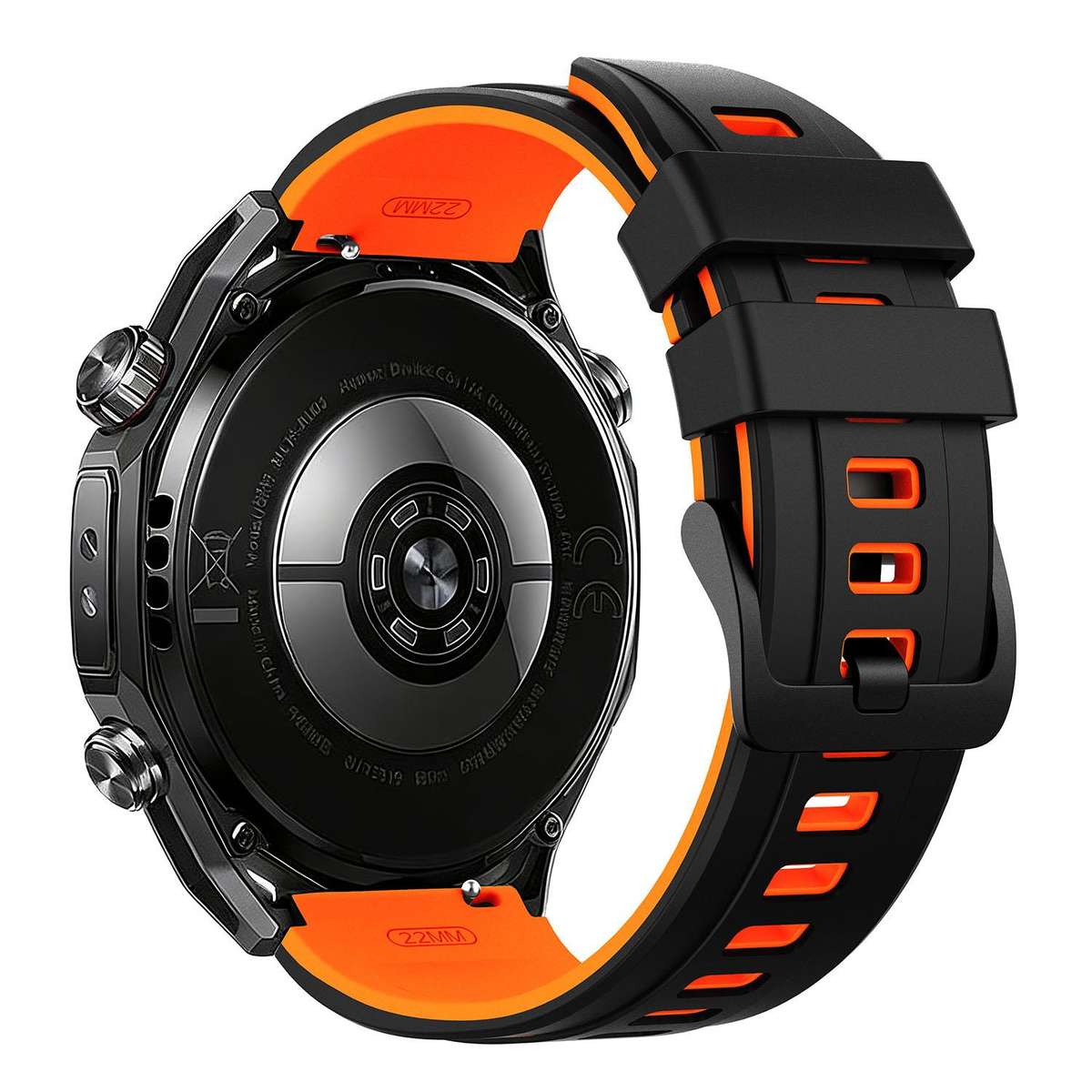 22mm Speed Shadow Sports Two Color Silicone Watch Band(Black Orange)
