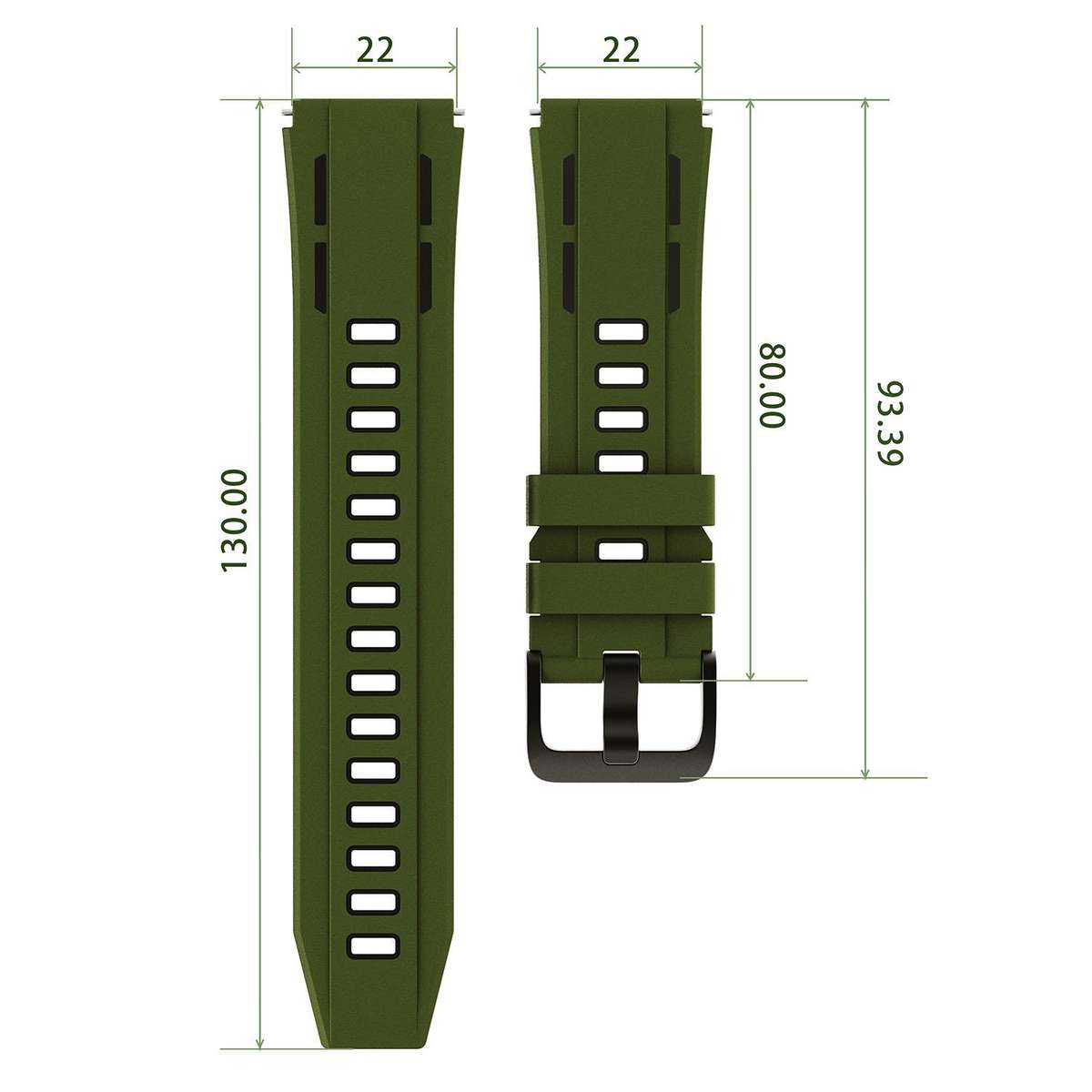 22mm Speed Shadow Sports Two Color Silicone Watch Band(Black Grey)