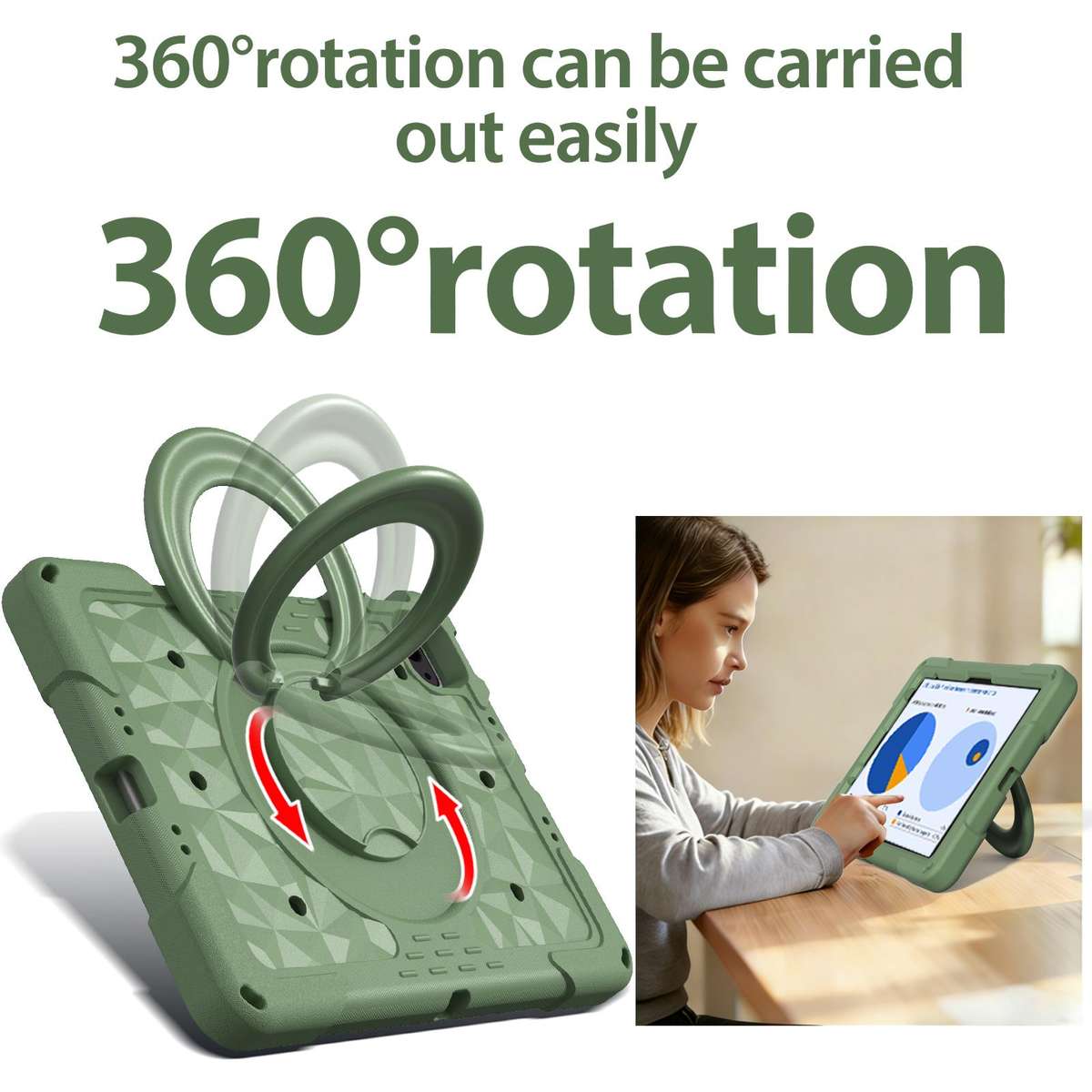 For iPad 2026 / 2025 / Air 11 2026 / 2025 Magic Ring Rotation Holder Shockproof T ... (Olive Drab)