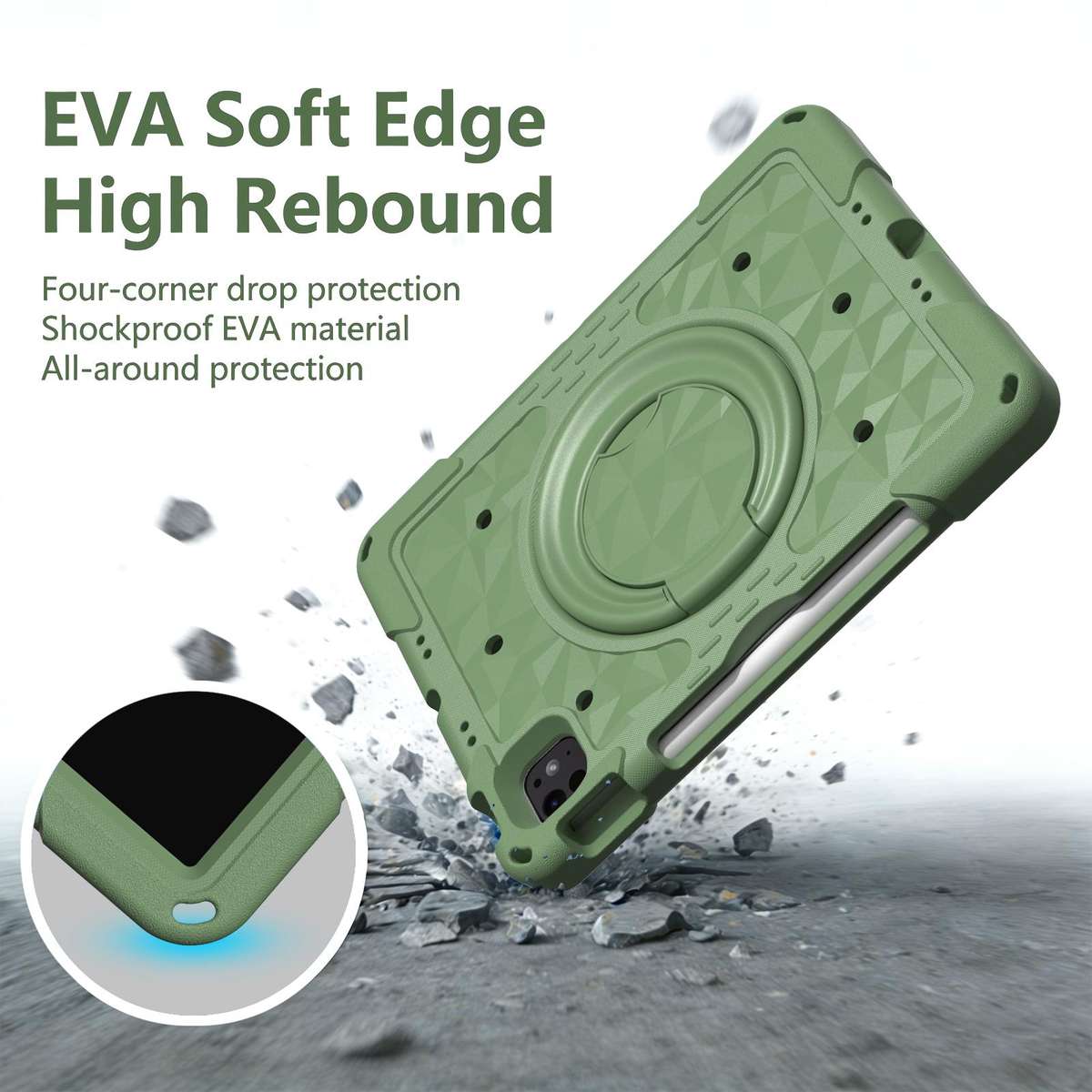 For iPad 2026 / 2025 / Air 11 2026 / 2025 Magic Ring Rotation Holder Shockproof T ... (Olive Drab)