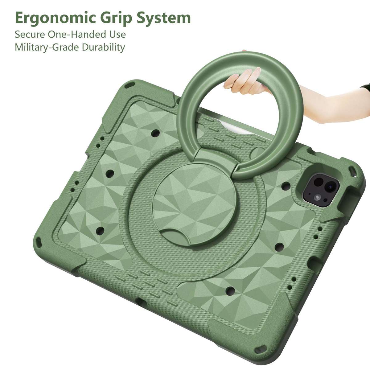 For iPad 2026 / 2025 / Air 11 2026 / 2025 Magic Ring Rotation Holder Shockproof T ... (Olive Drab)