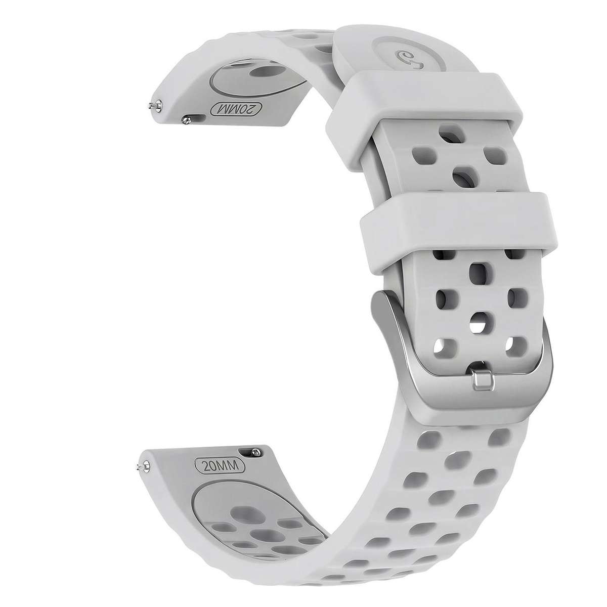 20mm Perforated Wave Textured Silicone Watch Band(Grey)