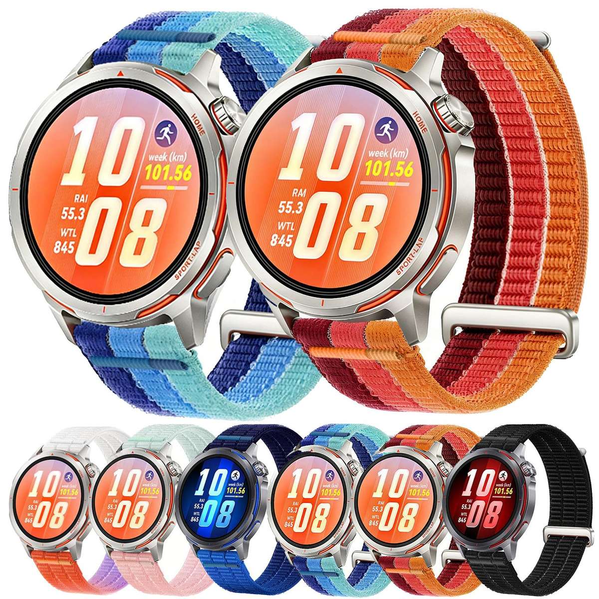 18mm Double-Link Cloud-Feel Breathable Nylon Loop Metal Head Watch Band(Blush Pink)