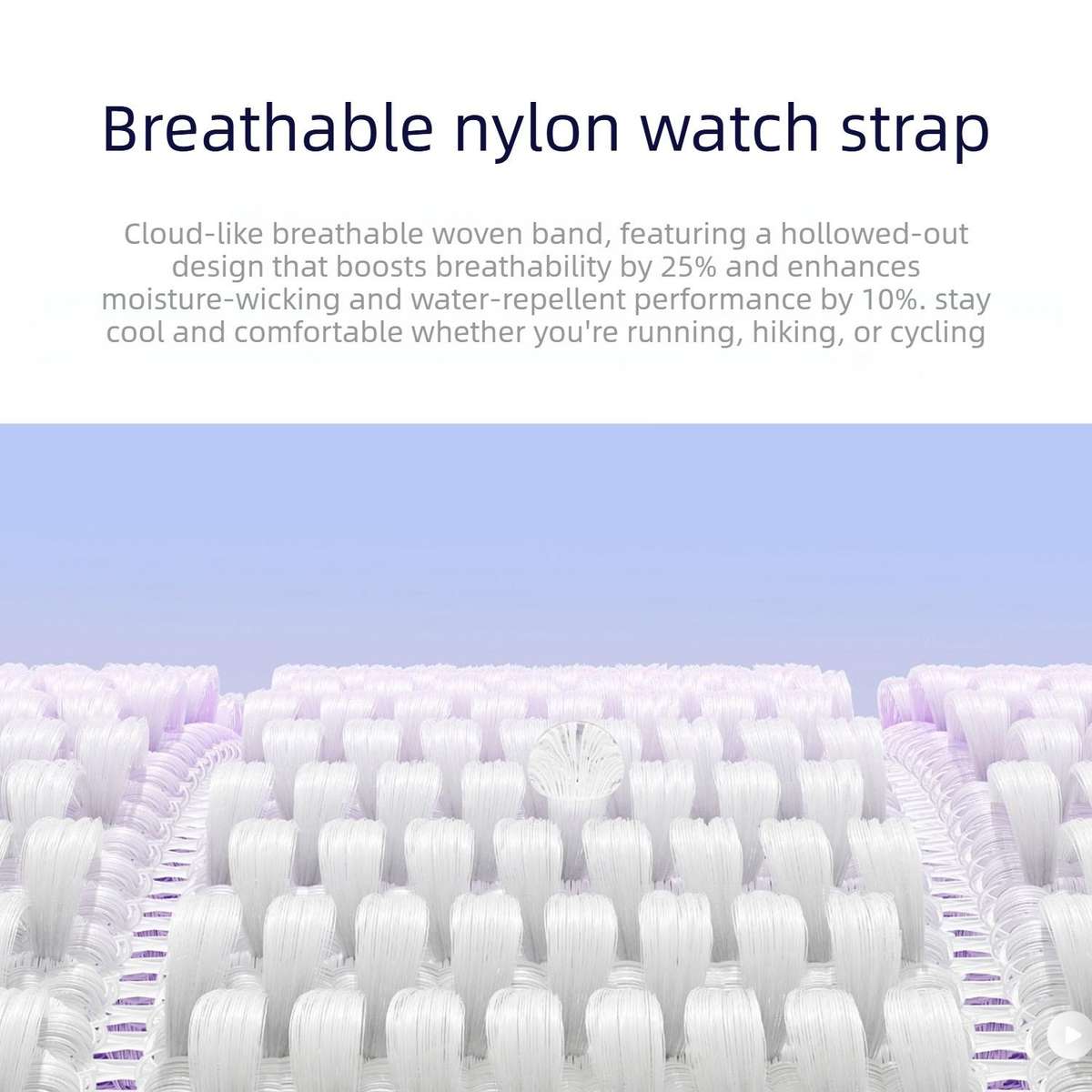 18mm Double-Link Cloud-Feel Breathable Nylon Loop Metal Head Watch Band(Blush Pink)