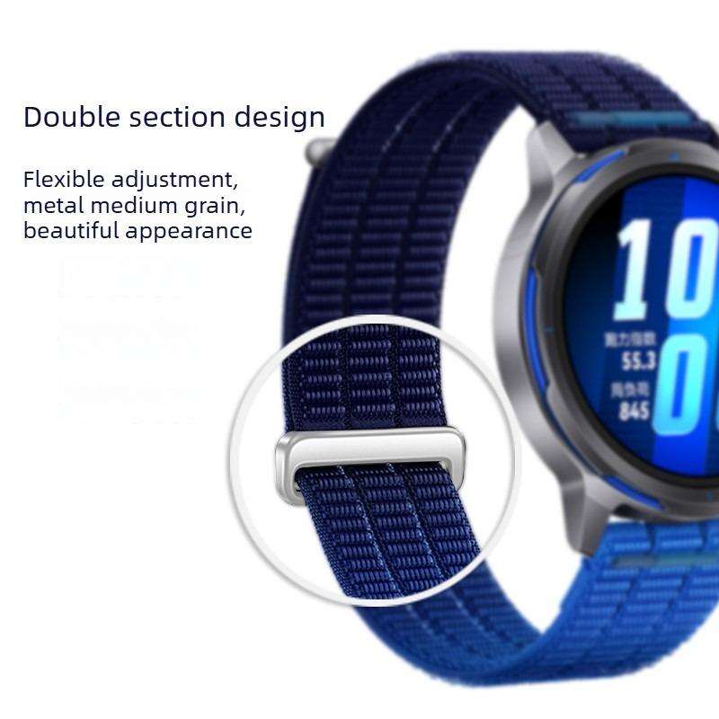 18mm Double-Link Cloud-Feel Breathable Nylon Loop Metal Head Watch Band(Blush Pink)