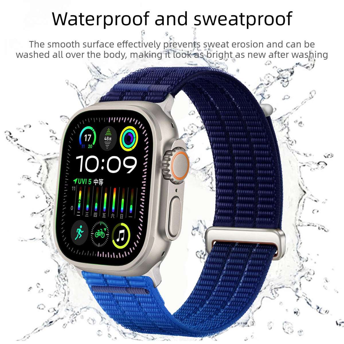 For Apple Watch 46mm / 49mm / 45mm / 44mm Double-Link Cloud-Feel Breathable N ... (Midnight Black)