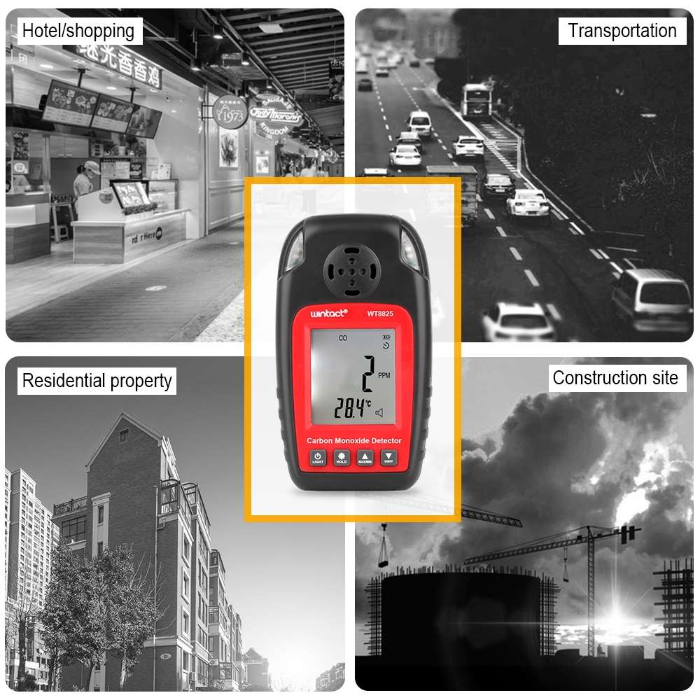 WINTACT WT8825 Carbon Monoxide Detector Independent CO Gas Sensor Warning-up High Sensitive Poison