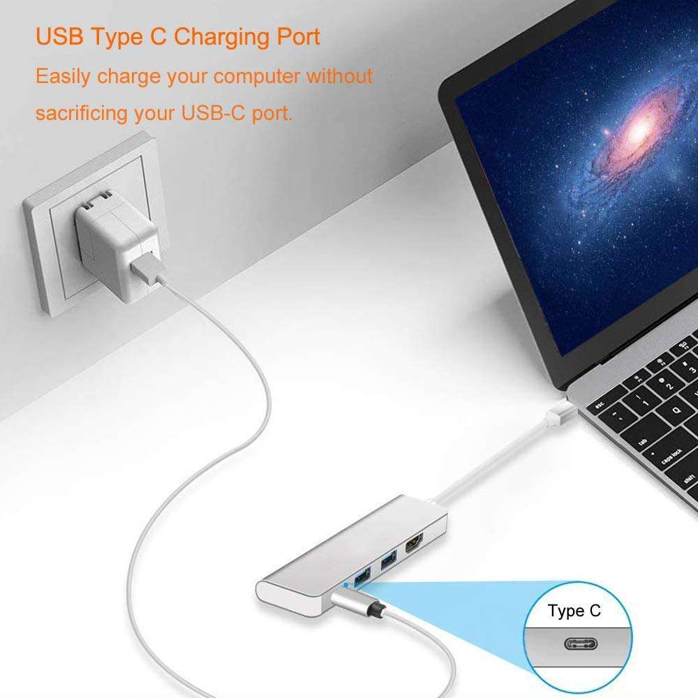 4 in 1 Type C Hub with HDMI USB 3.0 Adapter for MacBook Hub USB Computer Peripherals USB Type C HD