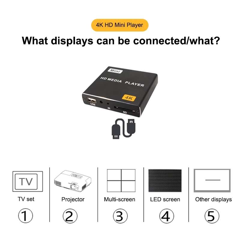 JEDX 4K HD Player Single AD Machine Power on Automatic Loop Play Video PPT Horizontal And Vertical