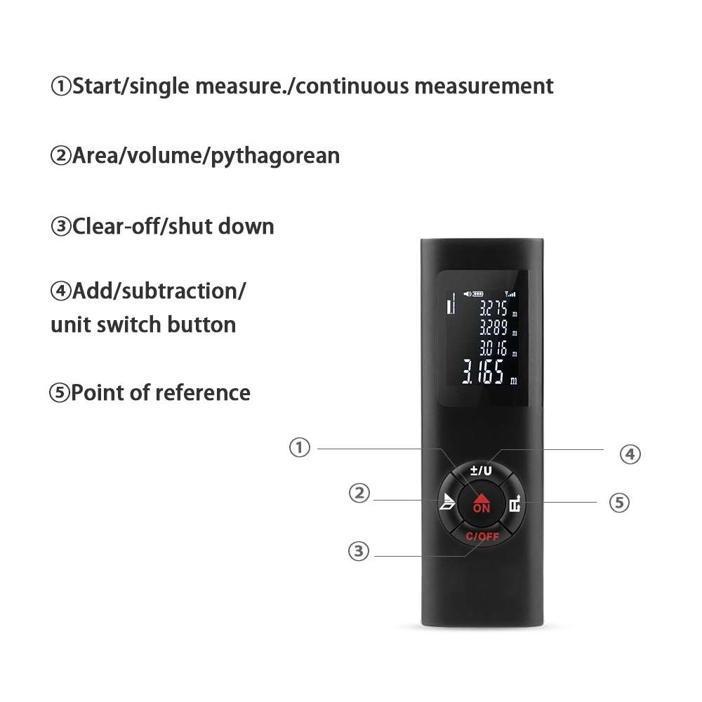 JQ-40 Mini Laser Distance Meter 40m Rechargeable Digital Handheld Laser Rangefinder Portable Laser