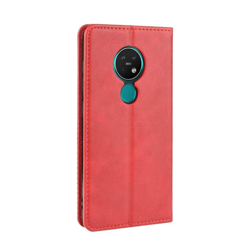 For Nokia 7.2 / Nokia 6.2 Magnetic Buckle Retro Crazy Horse Texture Horizontal Flip Leat ... (Red)