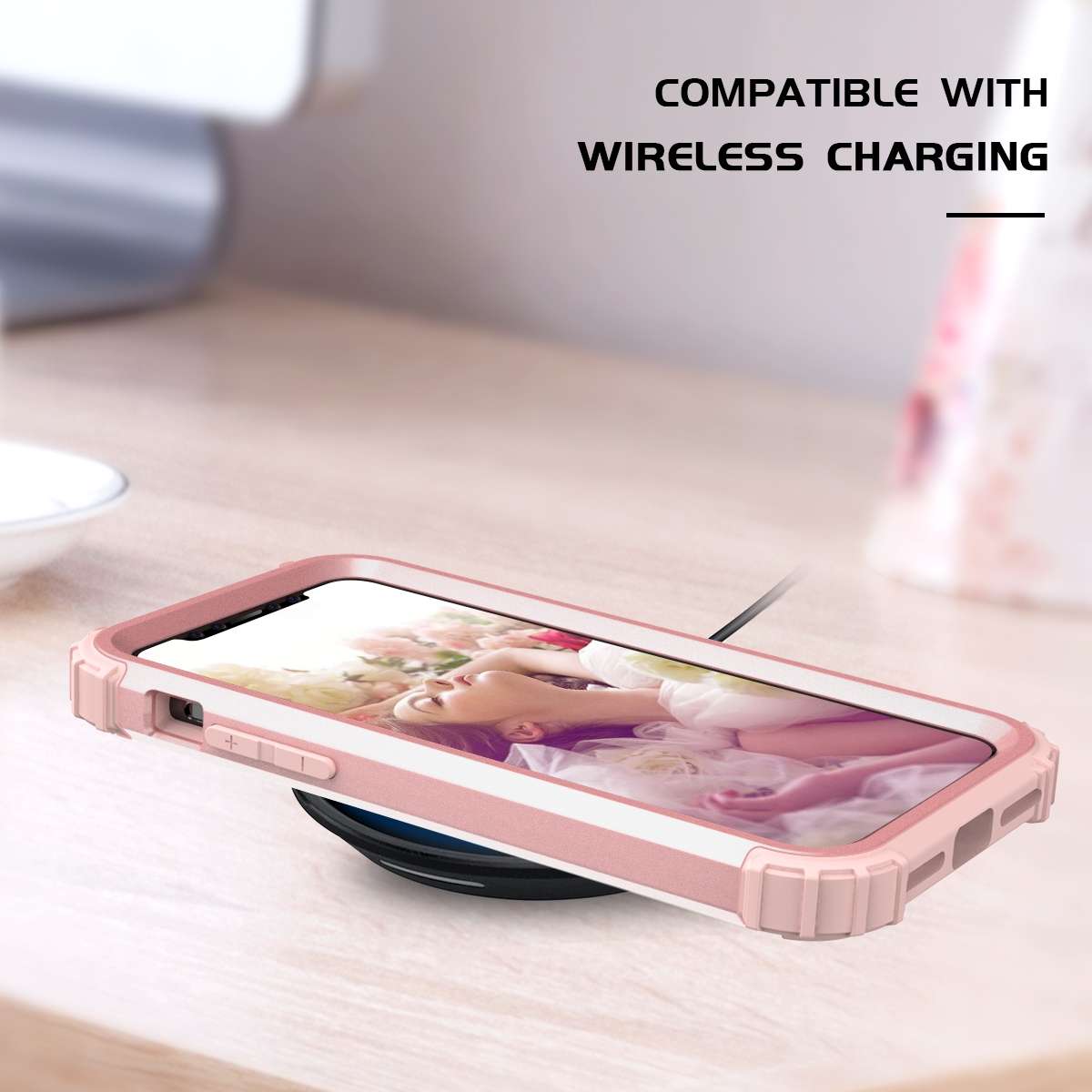 For iPhone 11 Pro Max PC+ Silicone Three-piece Anti-drop Mobile Phone Protective Back Cover(Rose gol