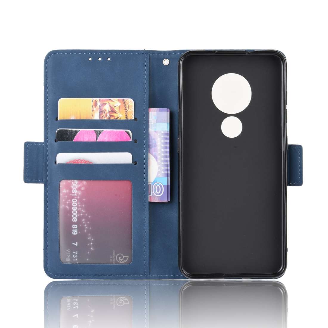 For Nokia 7.2 / 6.2 Wallet Style Skin Feel Calf Pattern Leather Case with Separate C ... (Blue)